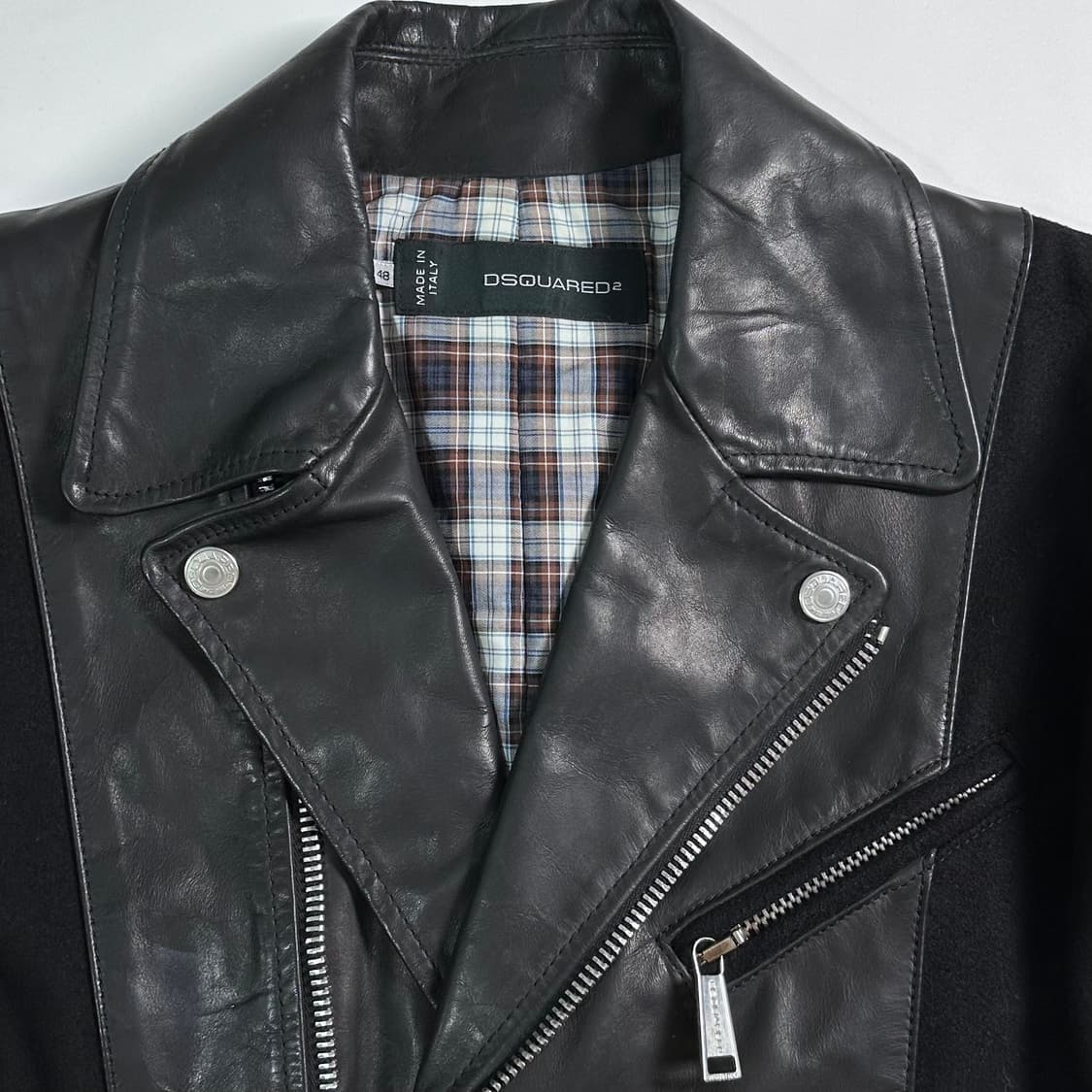 디스퀘어드 울/레더 바이커 자켓 상품이미지4