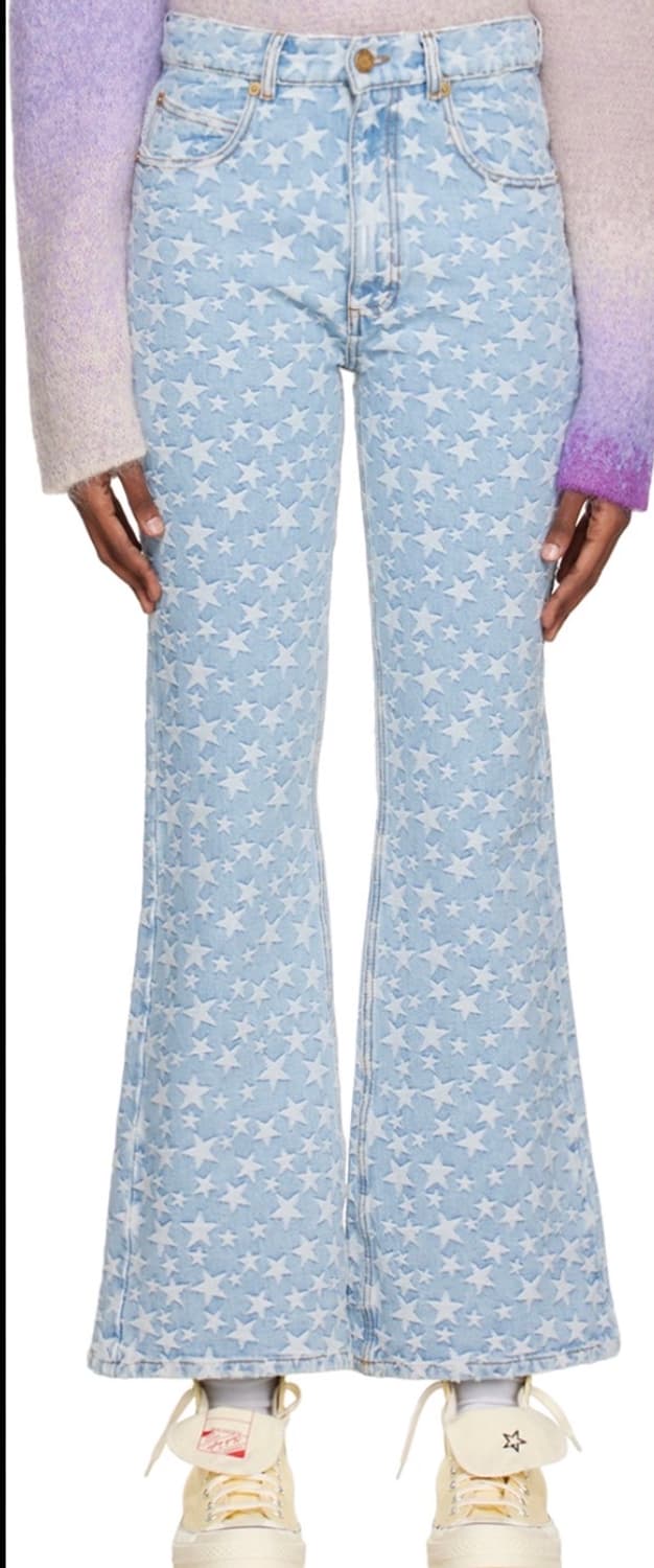 ERL star jacquard 별 자수 데님진 S  상품이미지8