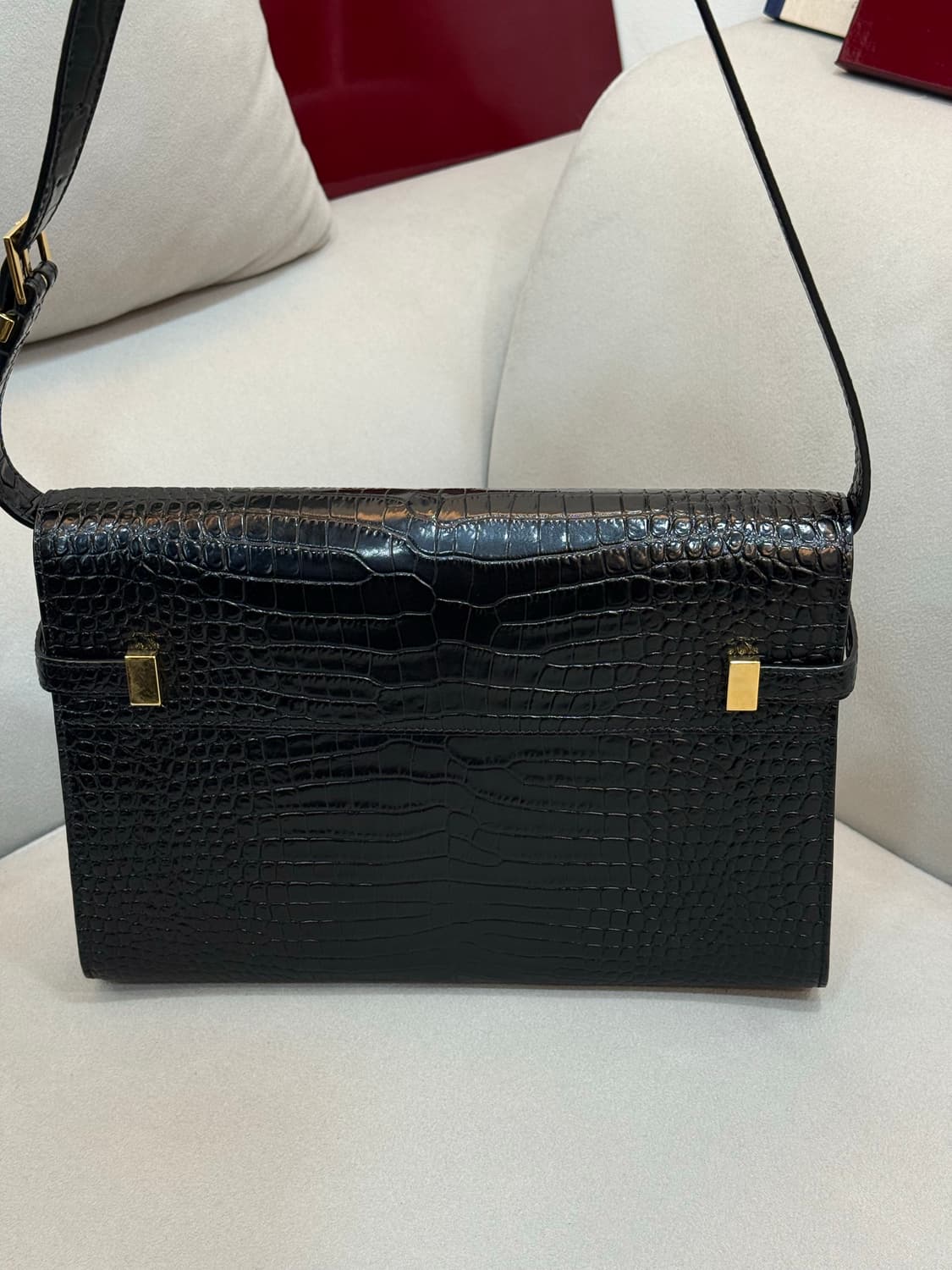 생로랑 블랙 크로커다일 엠보스 맨해튼 숄더백 상품이미지6