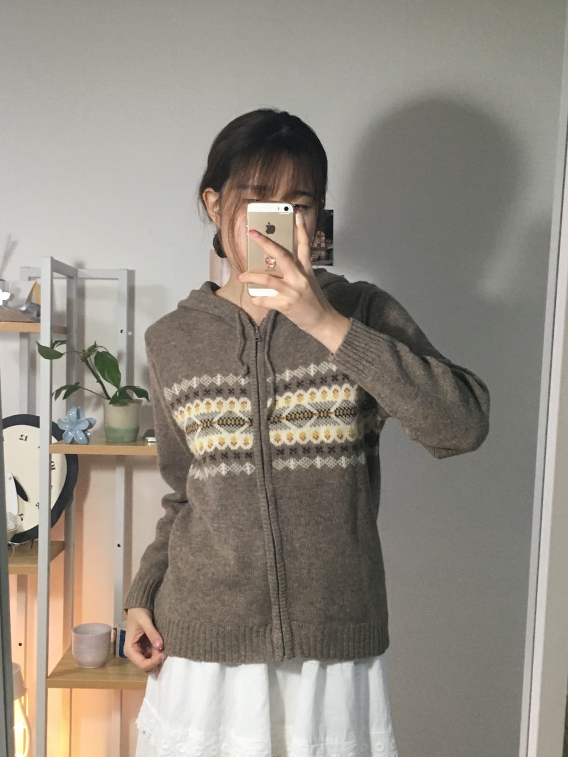 울 브라운 노르딕 니트후드집업 상품이미지3