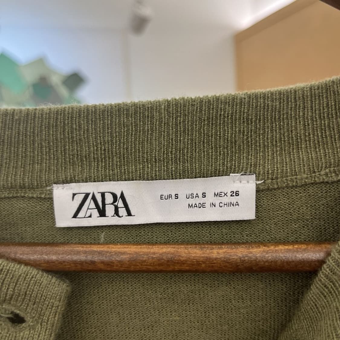 자라 세일러카라 말차카키 슬림 세미크롭 가디건 85 C10280 상품이미지5