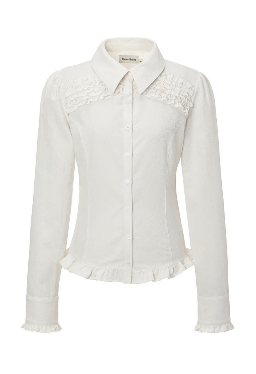 쓰리타임즈 빈티지 프릴 셔츠 s 화이트 상품이미지1