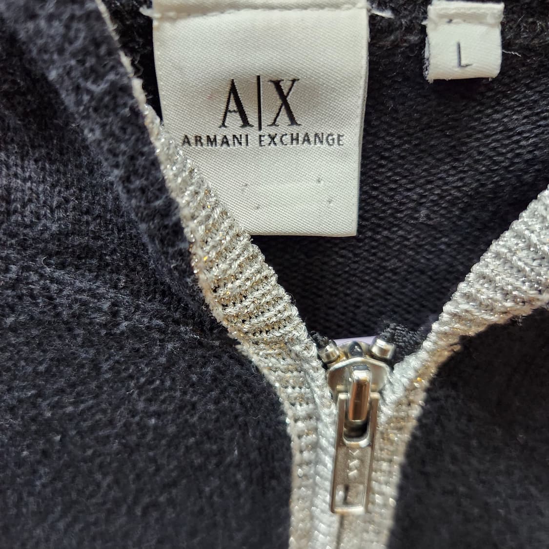 아르마니 익스체인지 빅로고 자수 니트 투웨이 후드집업 L(M) 상품이미지5