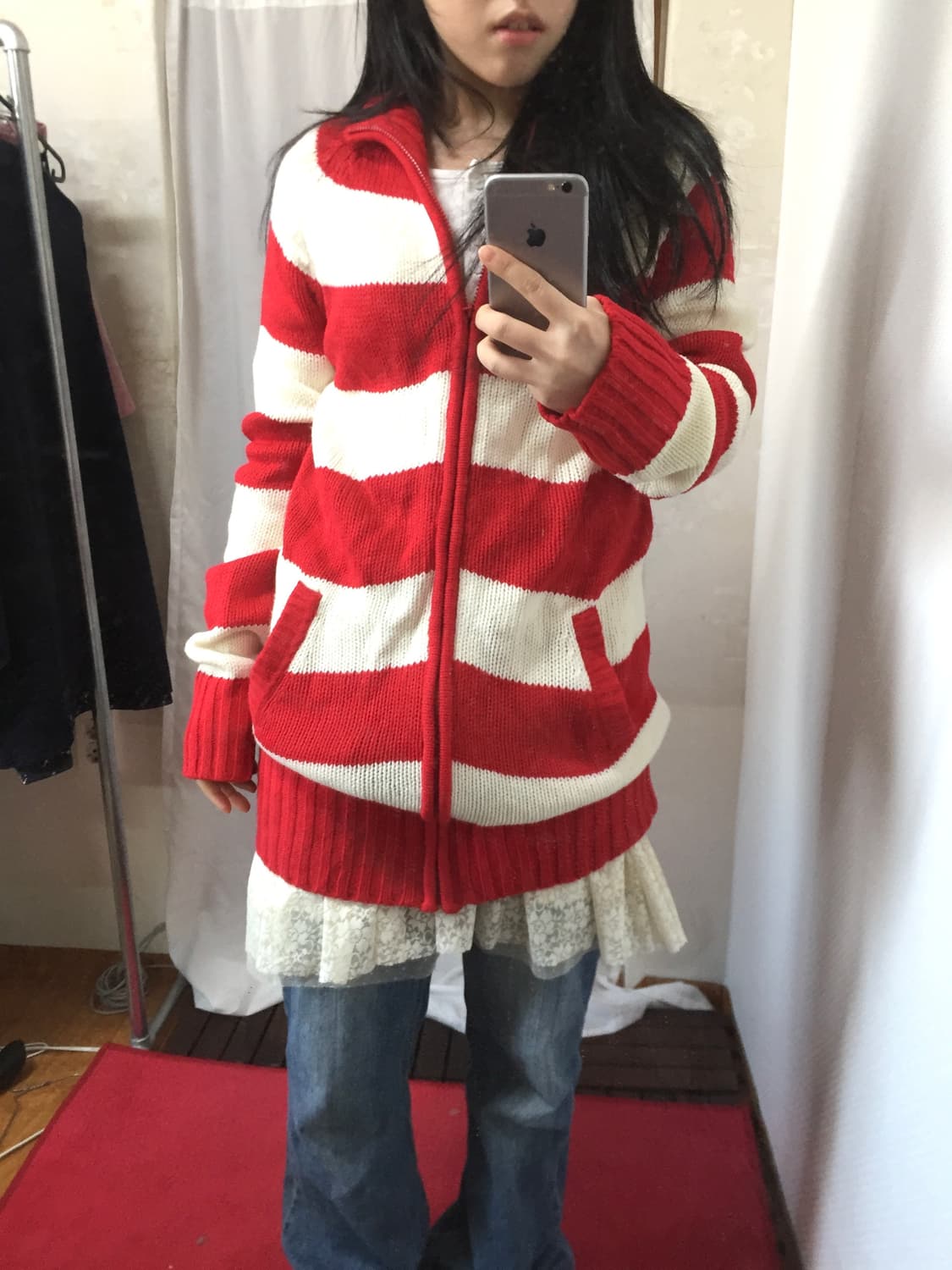 vintage stripe red zipup outer 상품이미지4
