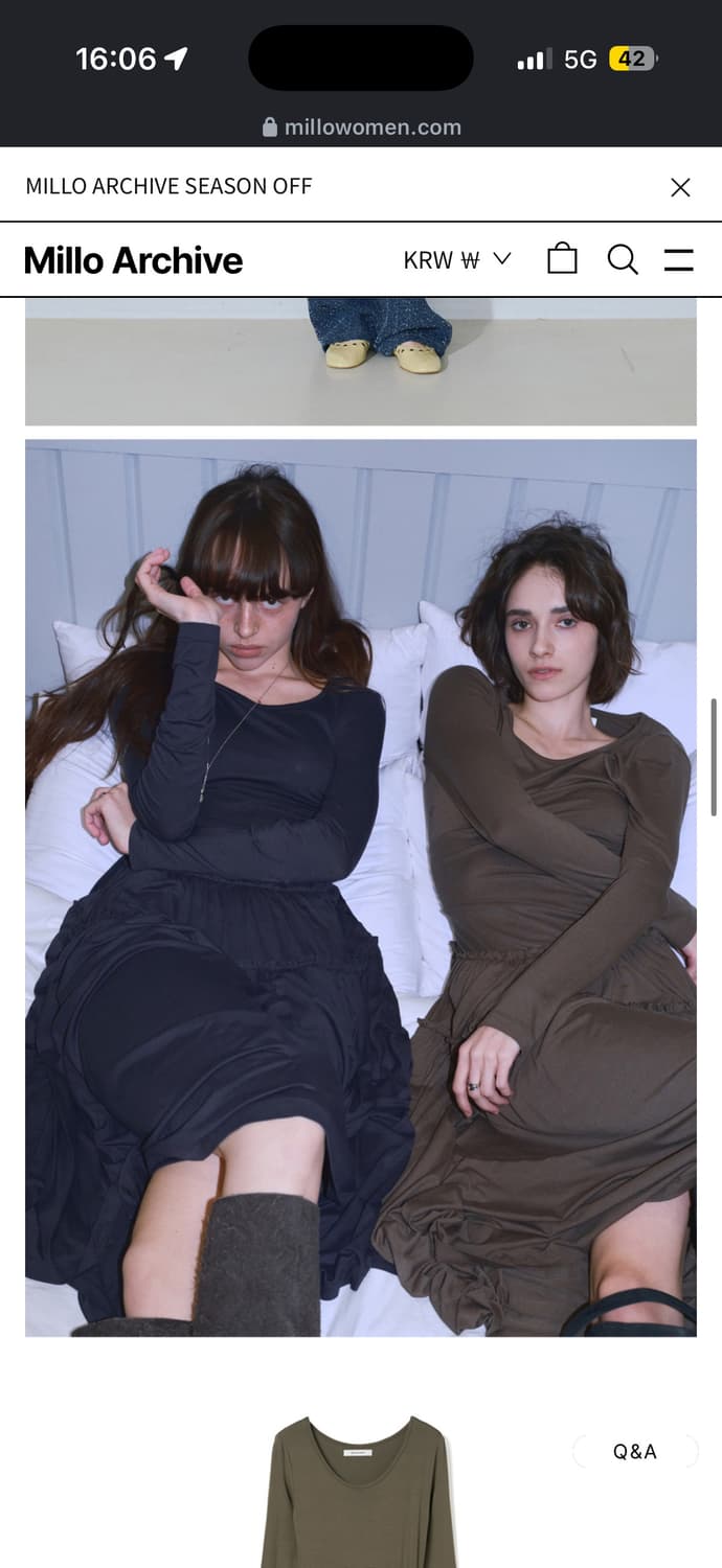 밀로우먼 져지 셔링 멕시 스커트 브라운 상품이미지4