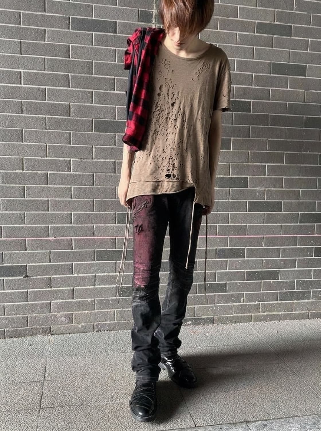 미하라야스히로  홀 데미지 이중레이어드 반팔 상품이미지1