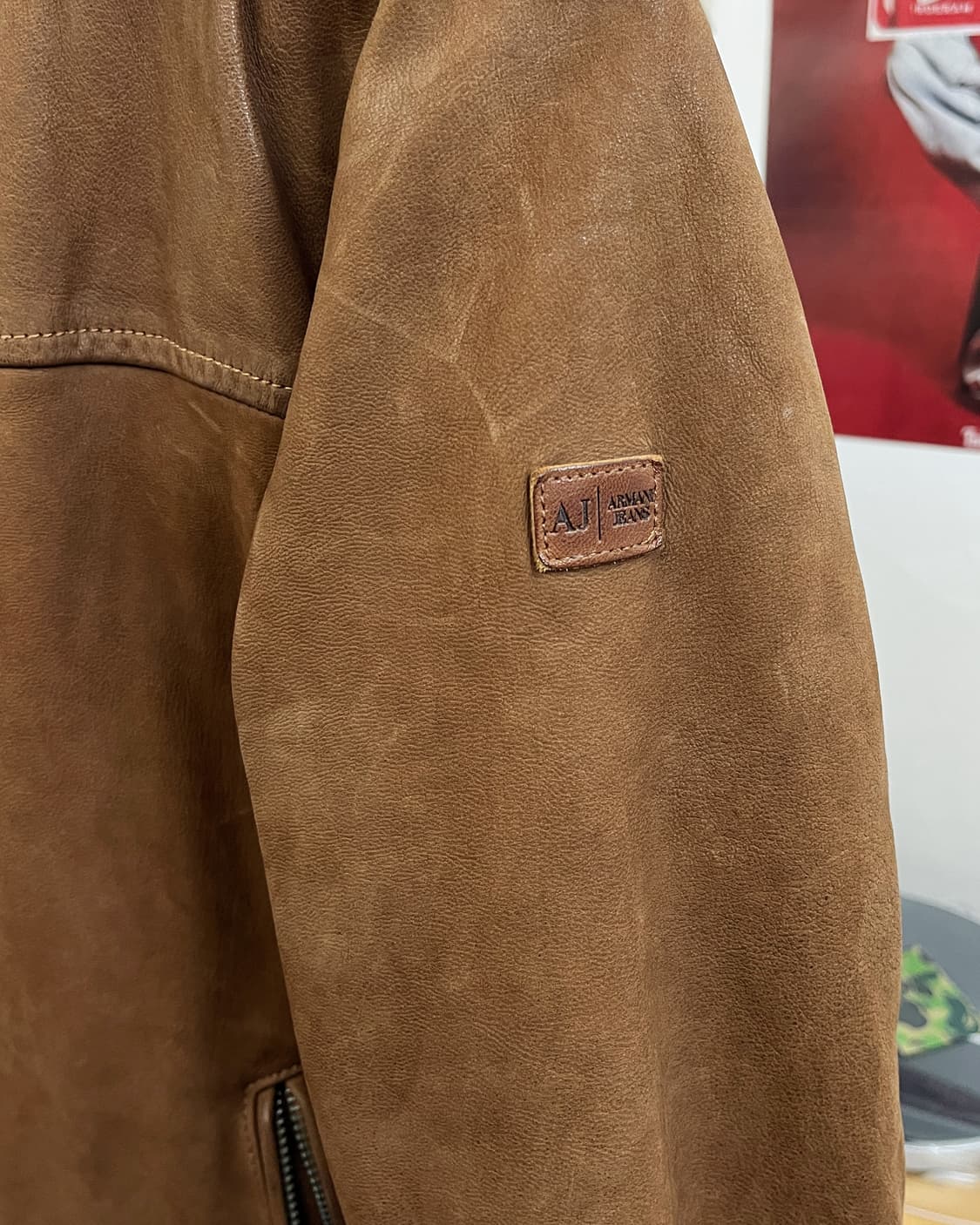 알마니 진스 00s 리얼 레더 봄버 자켓 브라운 상품이미지7