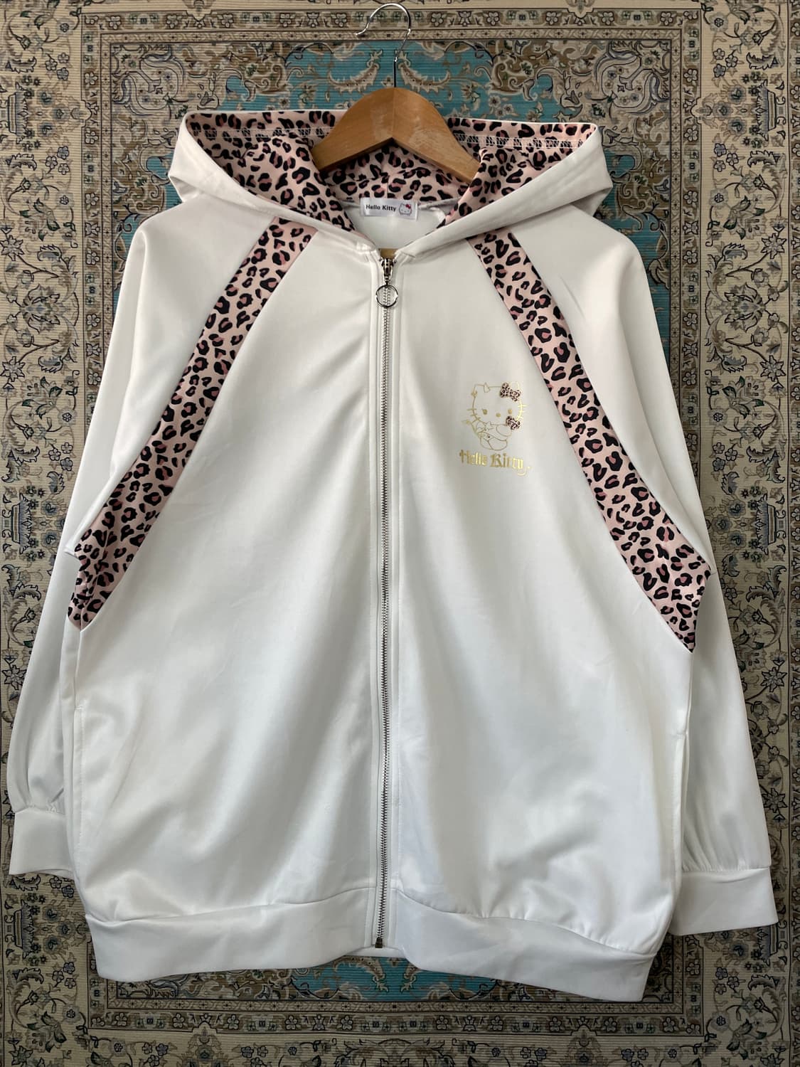 헬로키티 갸루 핑크 호피 화이트 후드플락 세트1672 상품이미지1
