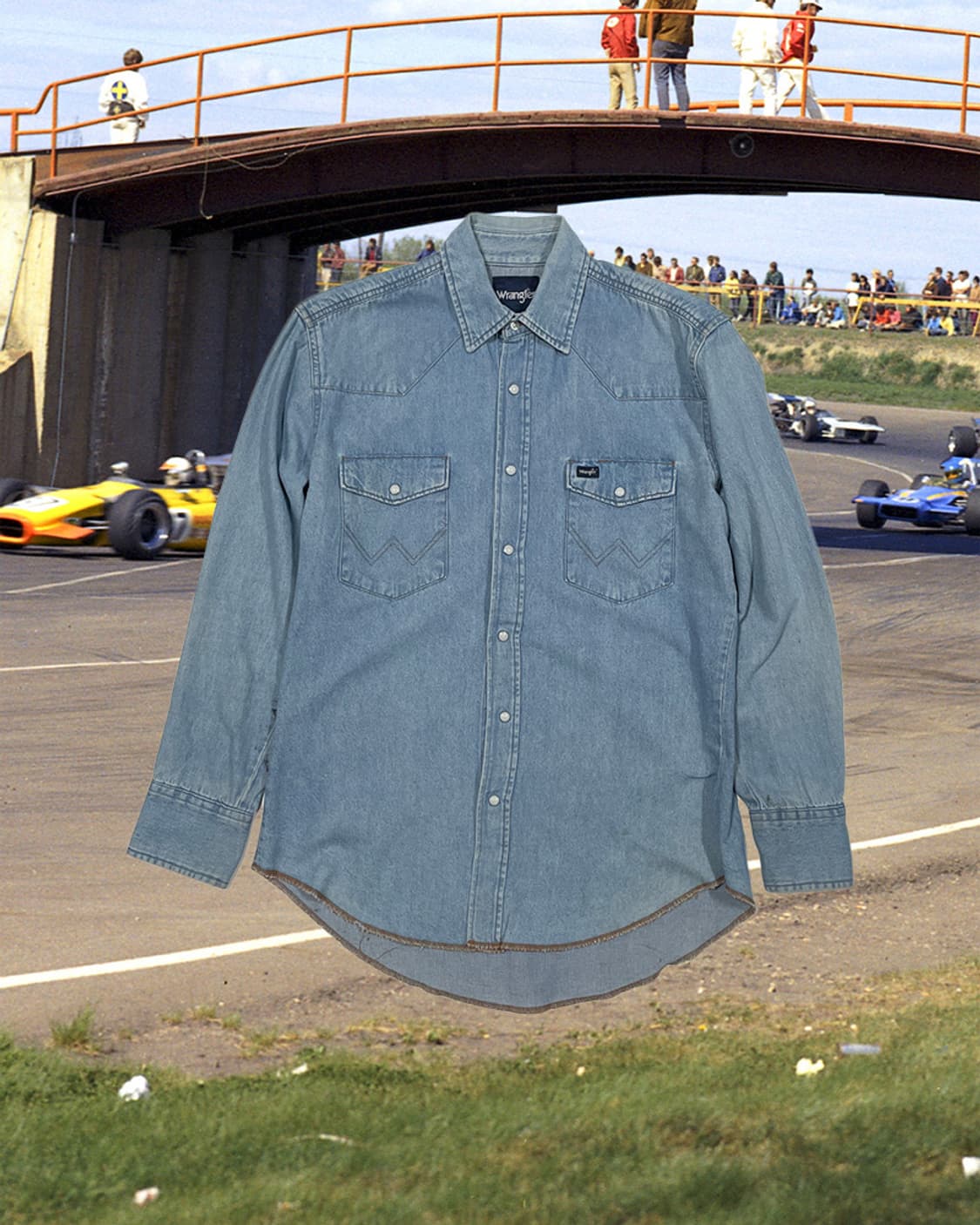 빈티지 랭글러 연청 데님 웨스턴 셔츠 상품이미지1