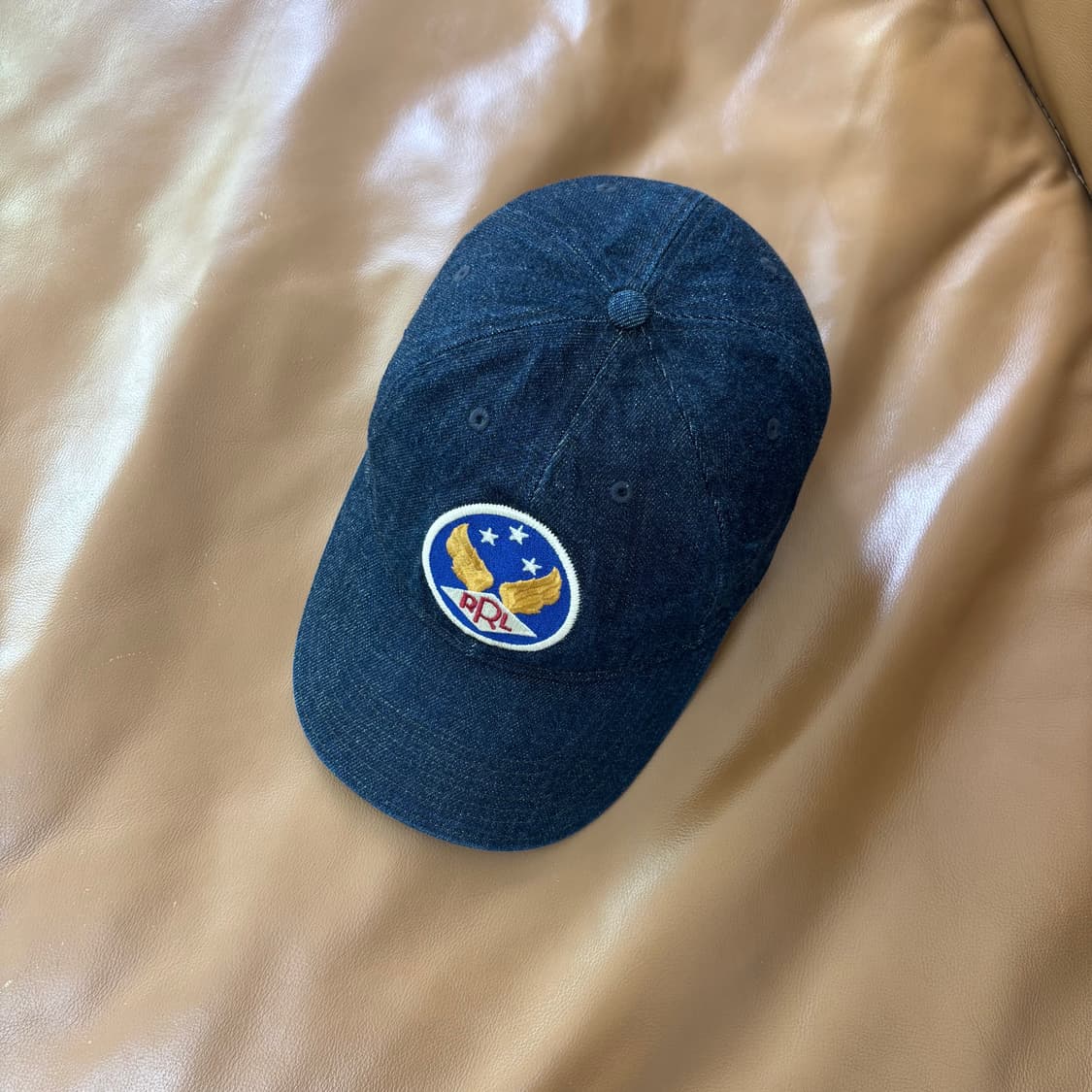 RRL 더블알엘 랄프로렌 폴로 윙로고 6패널 볼캡 모자 워시드 데님 상품이미지5