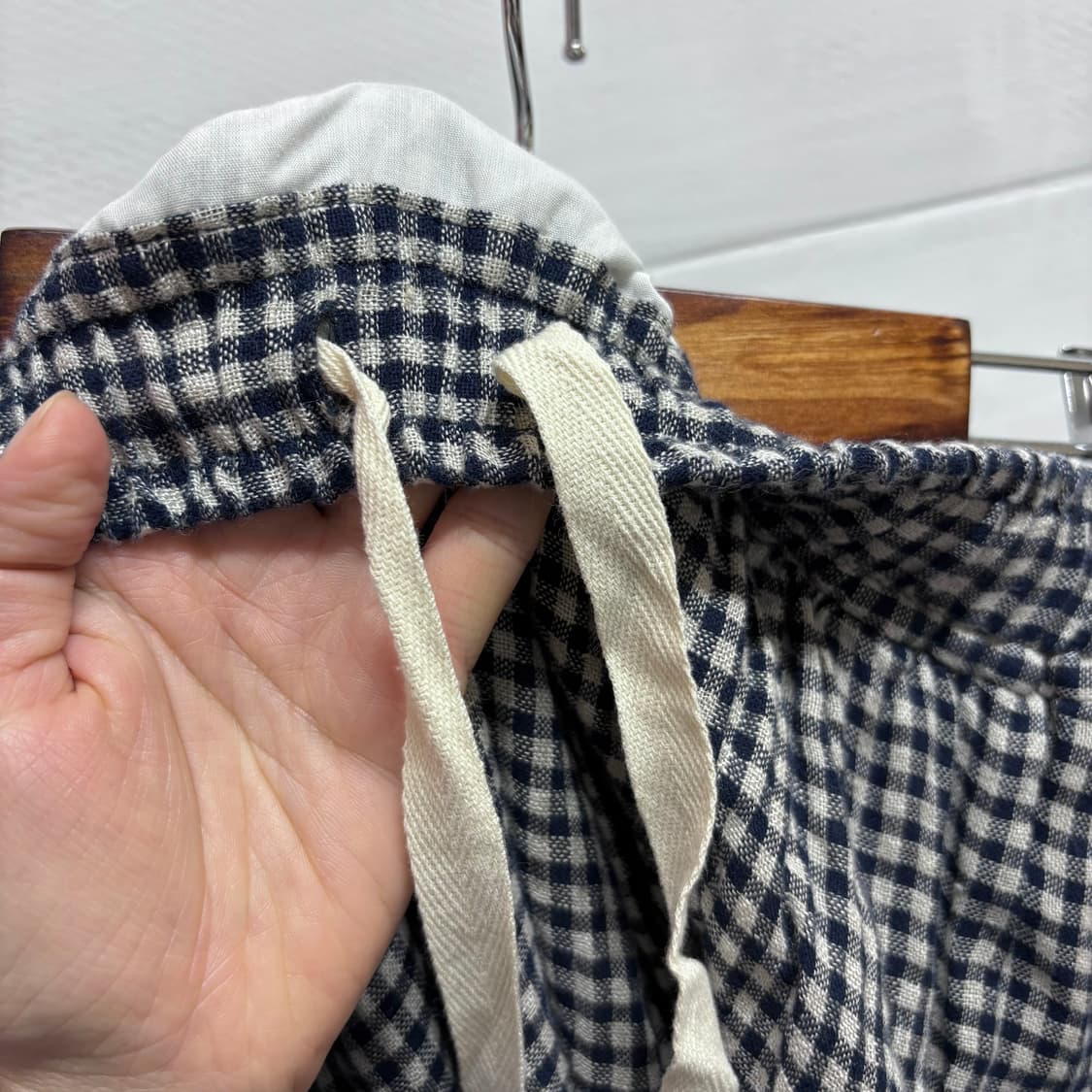 코튼 린넨 체크 모리걸 롱 스커트 치마  상품이미지3