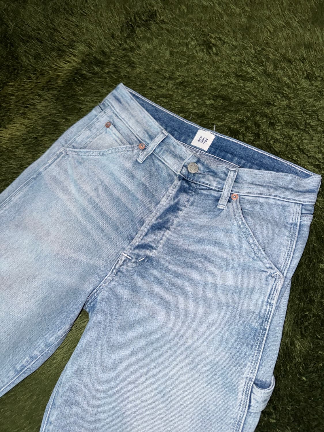 [4] 00s GAP 갭 버튼 플라이 블리치드 크롭 데님 카펜터 팬츠 상품이미지2