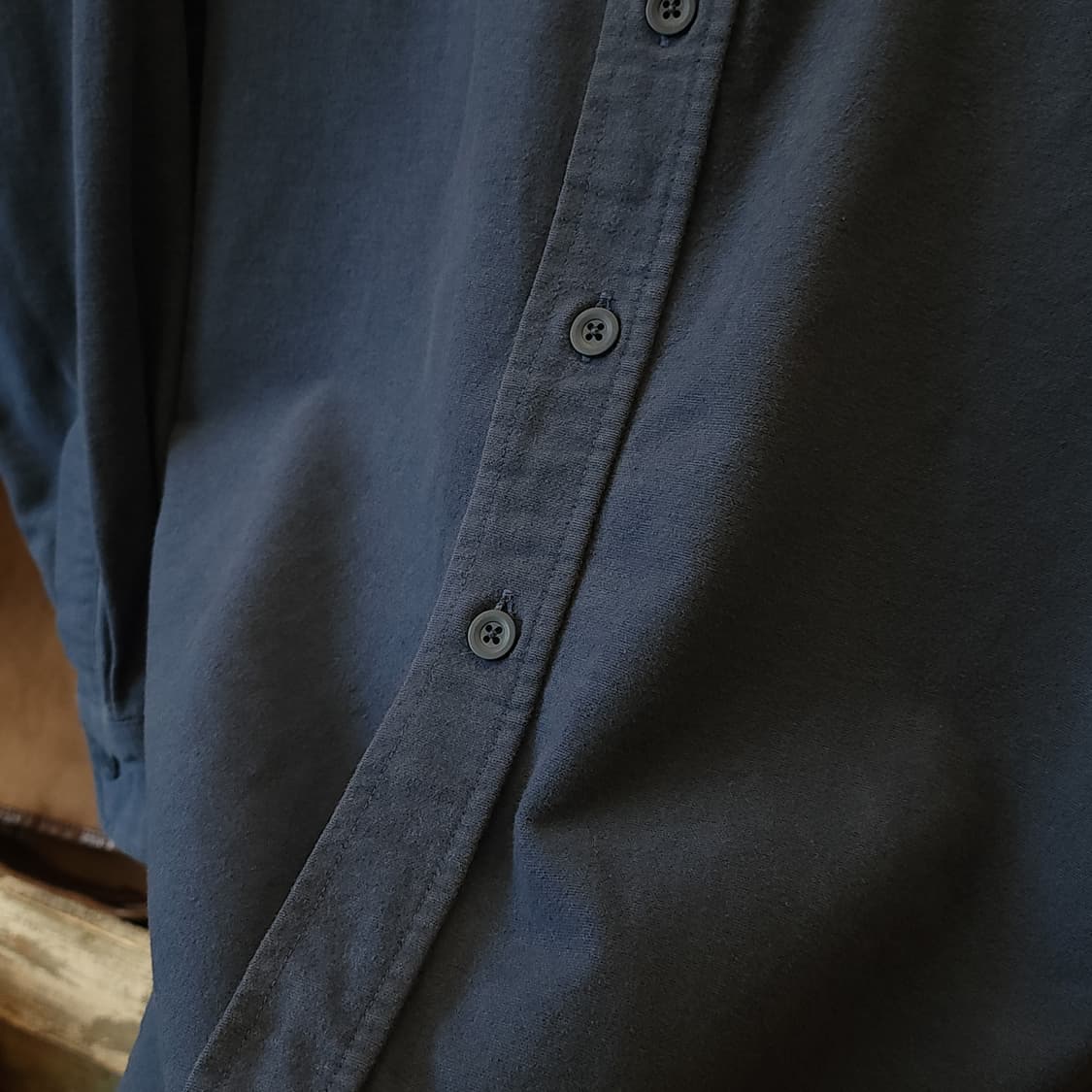 90s 엘엘빈 워크셔츠 헤비코튼 투포켓 샤모아 셔츠 오크 페이딩 블루 L 상품이미지9