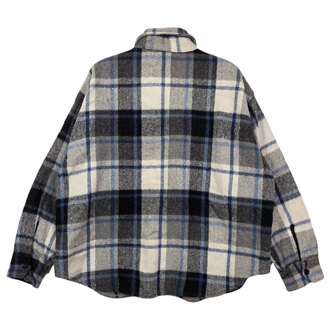 80s CPO 울 리넨 혼방 쉐도우 체크 셔츠 자켓 XL 상품이미지2