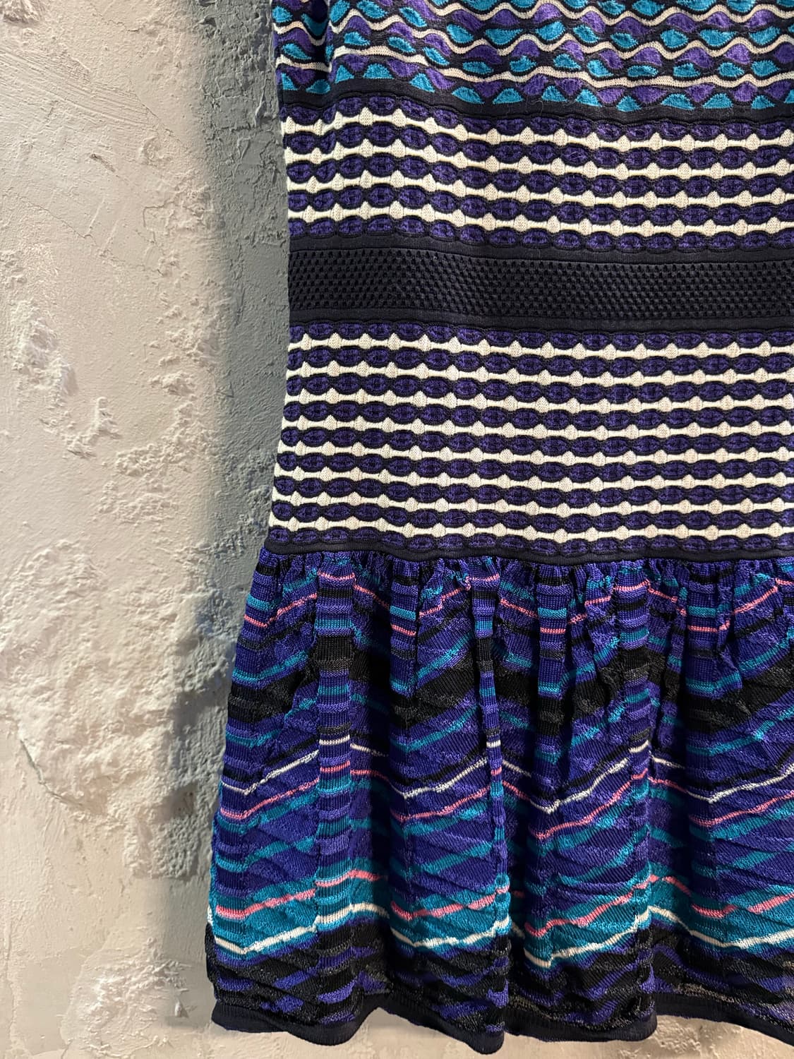 42 미쏘니 MISSONI 패턴 니트 반팔 원피스 퍼플 멀티 상품이미지2