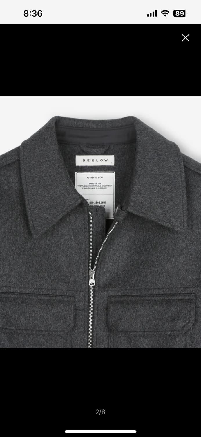 비슬로우 캐시미어 밀리터리 자켓 멜란지그레이XL 상품이미지5