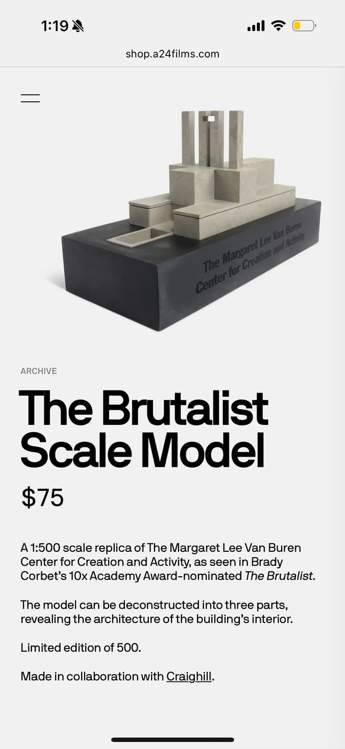 A24 브루탈리스트 스케일 모델 마거릿 밴 뷰런 센터 상품이미지1