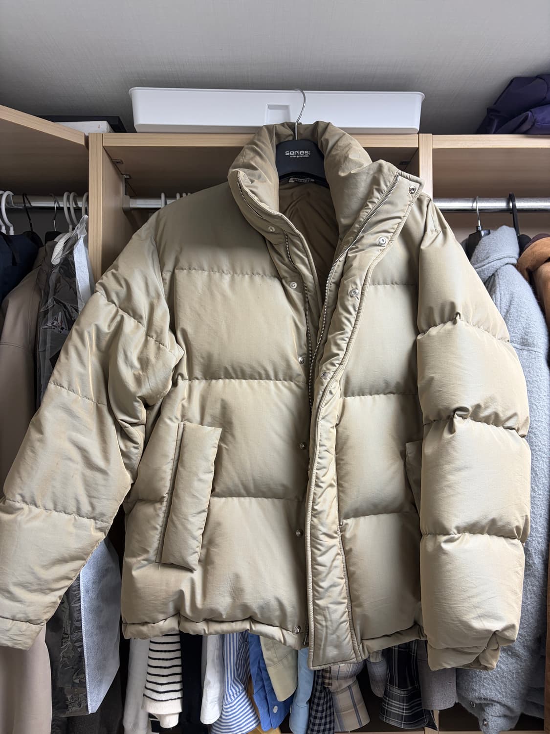 오라리 핀스 폴리에스터 샴브레이 다운 코트 패딩 5사이즈 상품이미지1