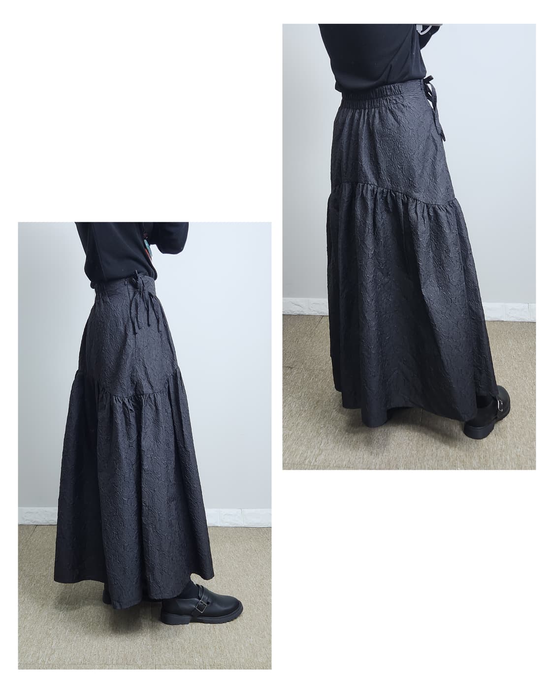 리본 패턴 롱 스커트 상품이미지4