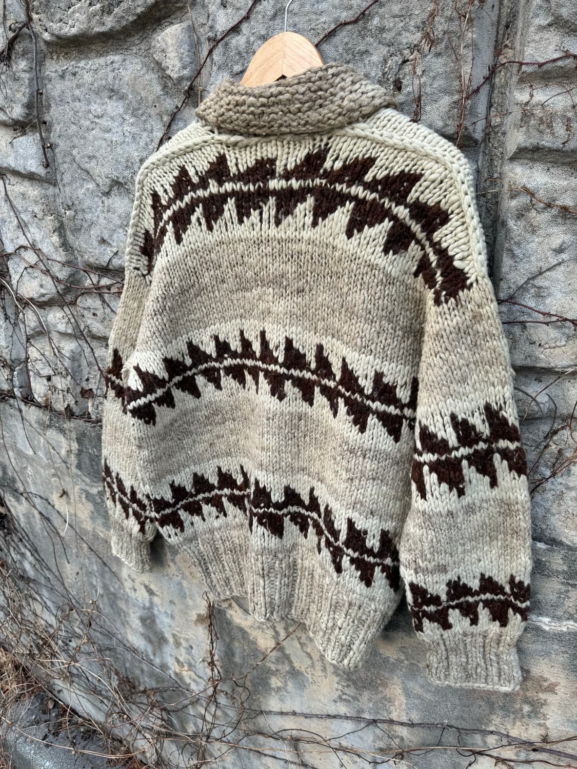 70s 캐나디언 코위찬 빈티지 핸드 니트 집업 가디건 상품이미지4