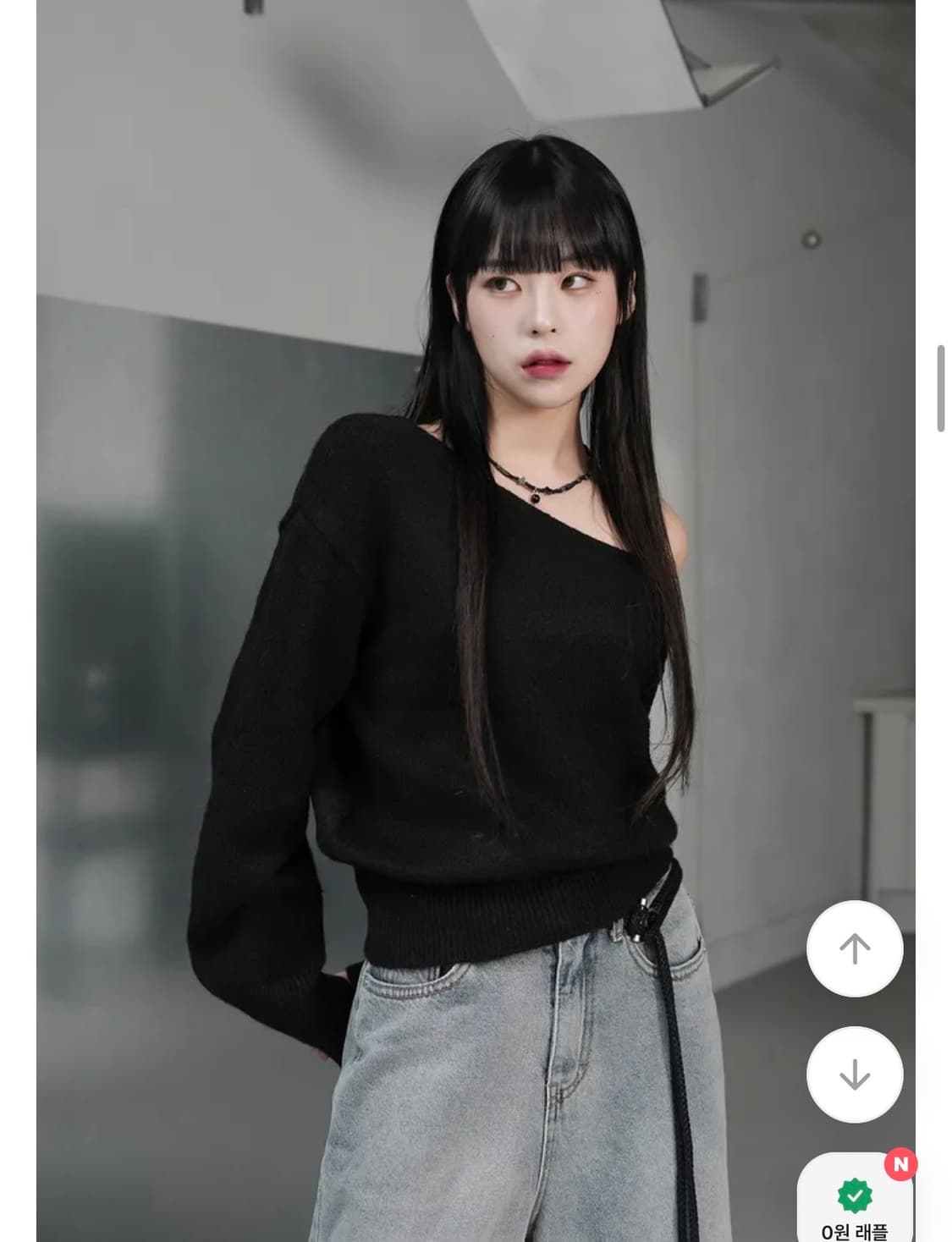 바이너리원 모비 울 언발니트 오프숄더 니트 블랙 상품이미지3