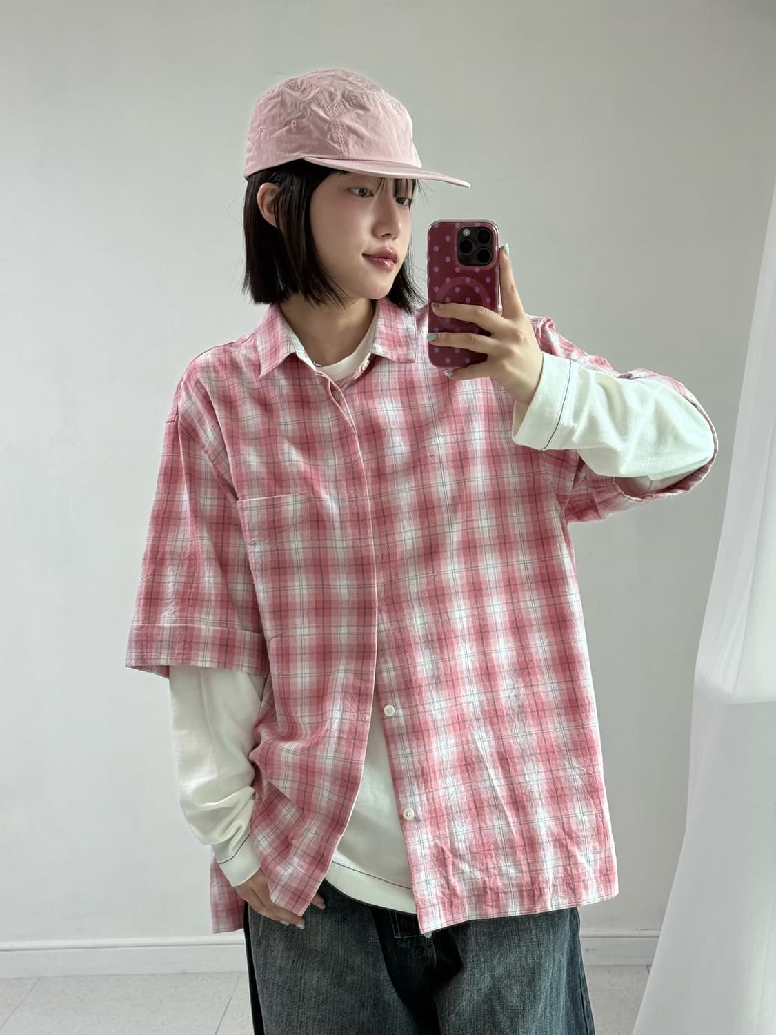 에프터프레이 핑크 반팔셔츠 상품이미지2