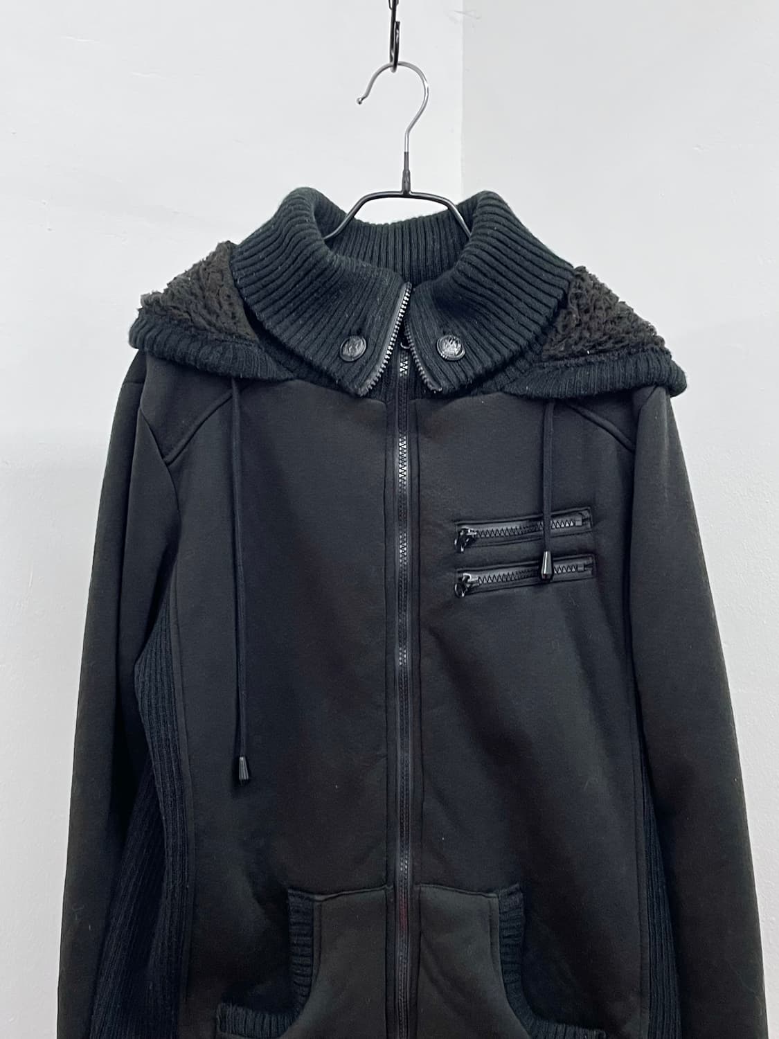 y2k 블랙 니트 펑크 집업 상품이미지6