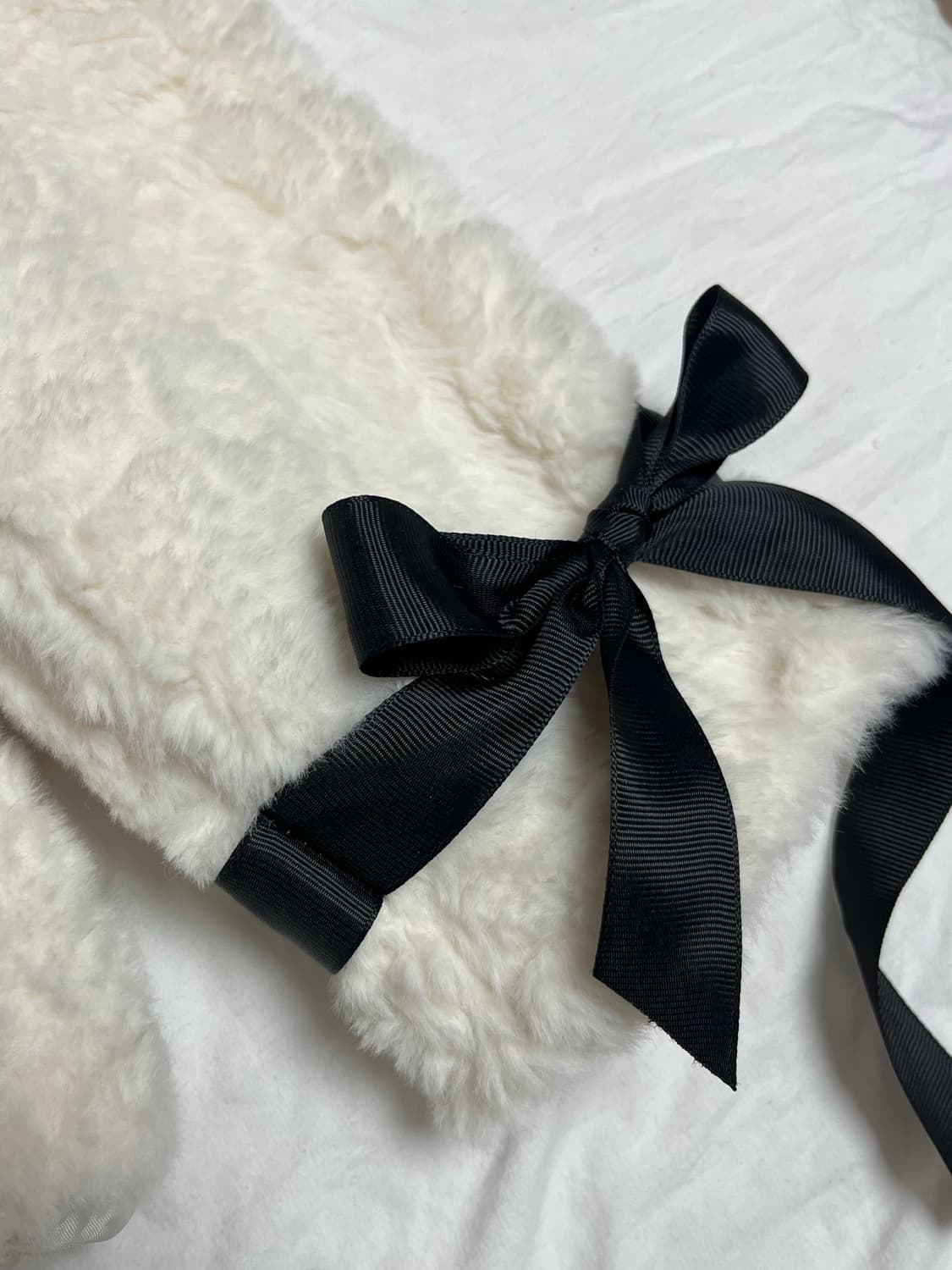 빈티지 아이보리 리본 퍼 자켓 상품이미지1