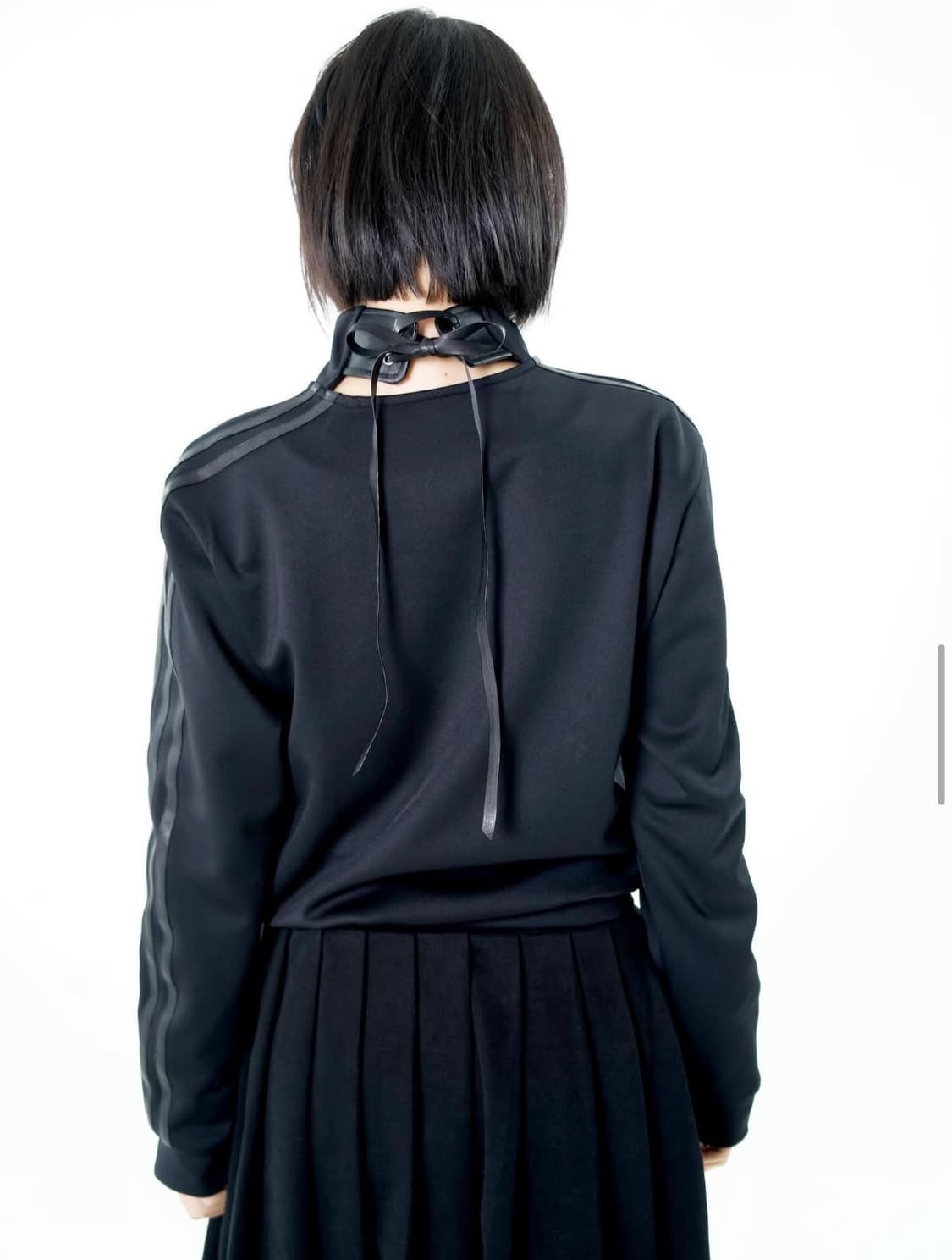 오스하이 넥 코르셋 져지 집업 - 블랙 상품이미지2