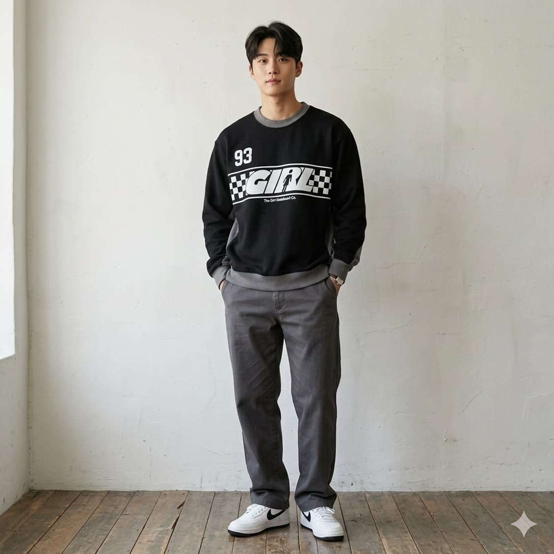 GIRL 스케이트보드 로고 맨투맨 상품이미지1