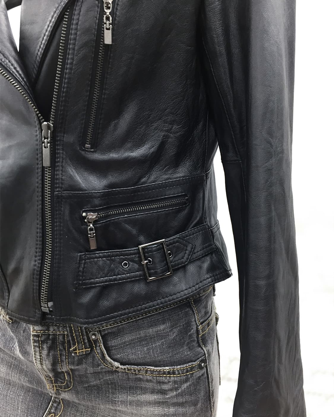 Diagonal Edge Rock Leather Rider Jacket 상품이미지4