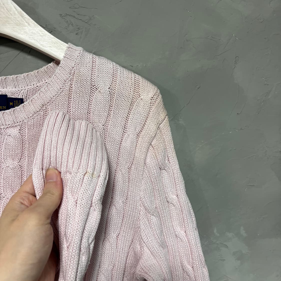 폴로 랄프로렌 꽈배기 니트 연핑크 딸기우유 상품이미지5