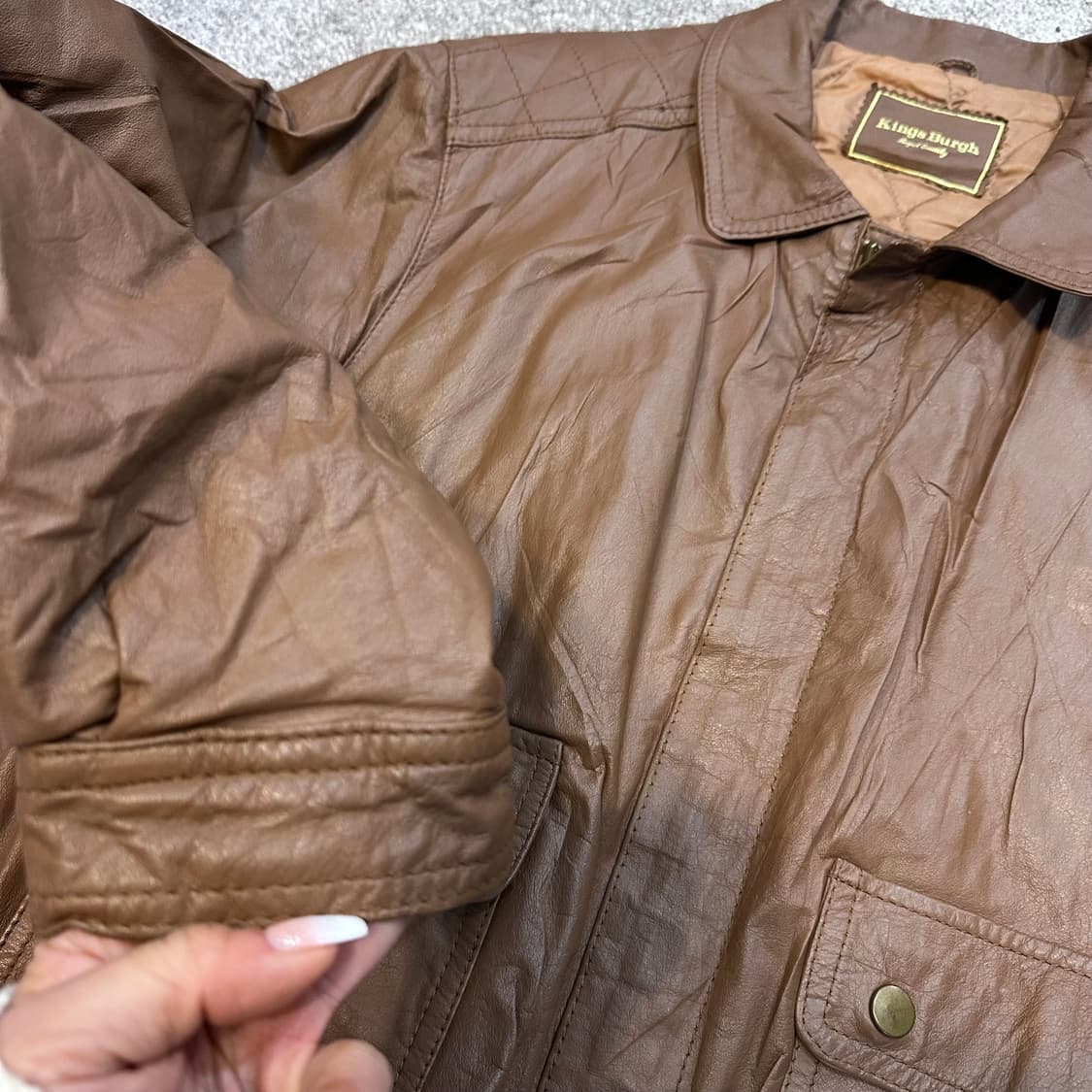 빈티지 브라운 소가죽 봄버 자켓L 상품이미지6