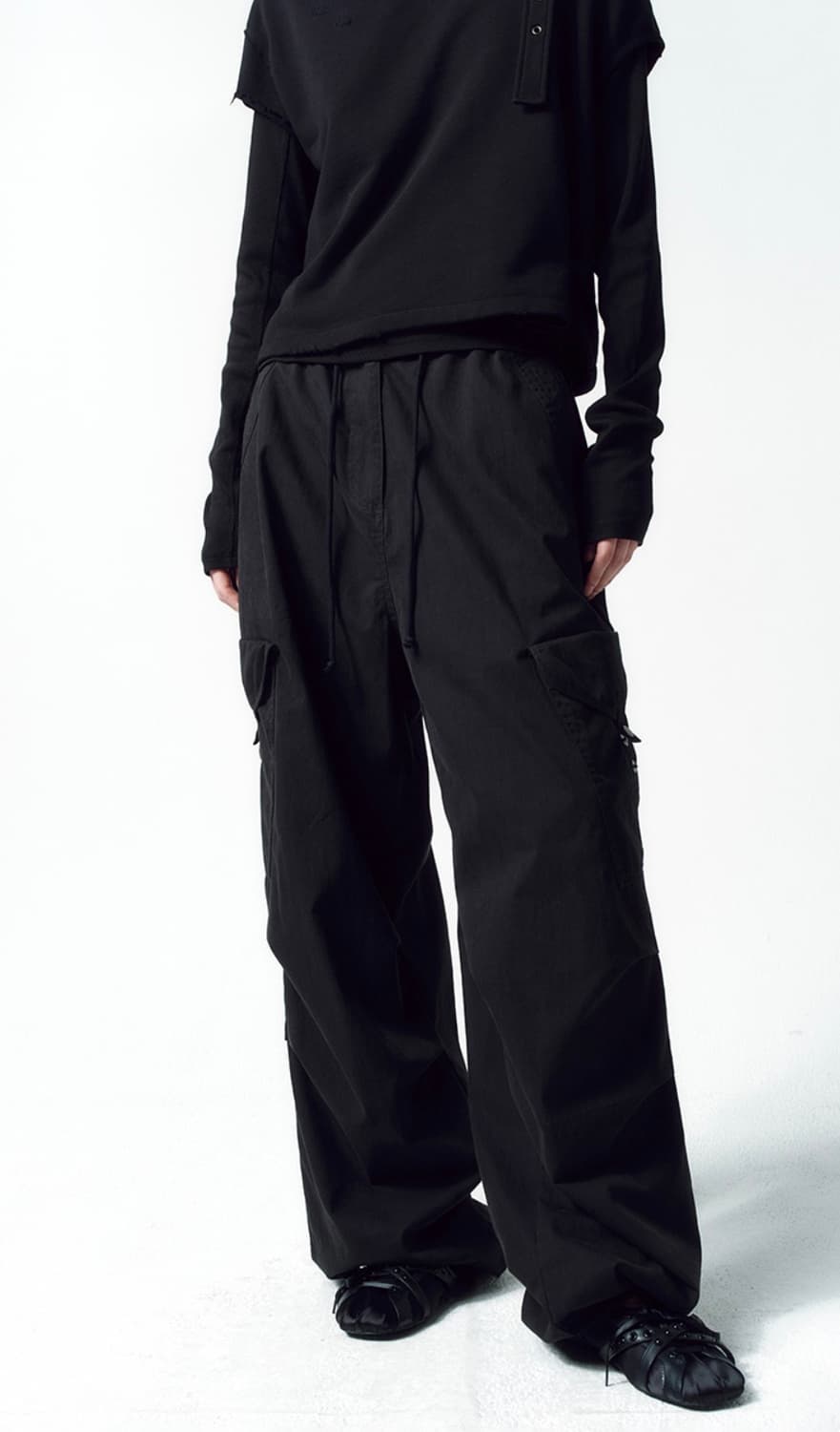 인사일런스 우먼 워시드 플라이트 카고 팬츠 BLACK 상품이미지2