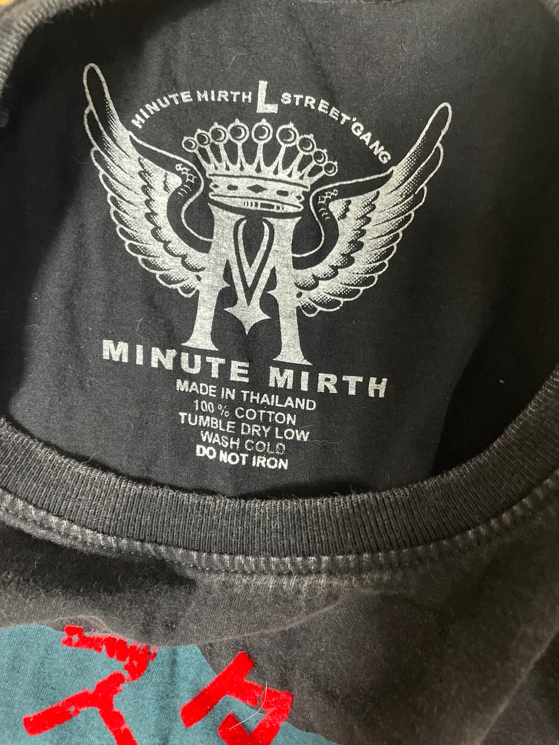 minute mirth 라지 반팔 티셔츠 흑청 벨벳 스컬 블랙 검정사이키 상품이미지3