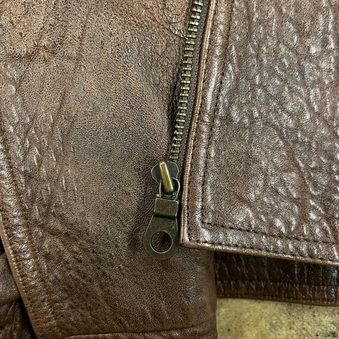 [정품] SORGENTE 갈색 가죽 봄버 자켓 b19 상품이미지7