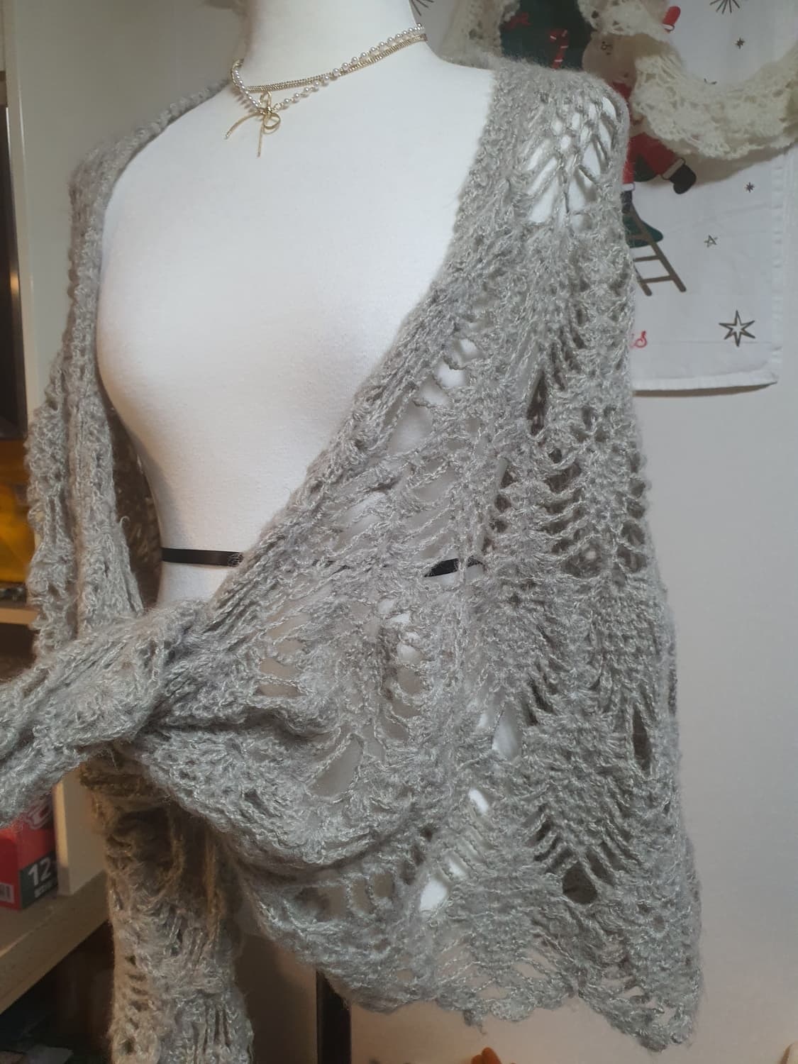 [모리걸] 니트 숄 / 망토형 겉옷 달천깔 상품이미지3