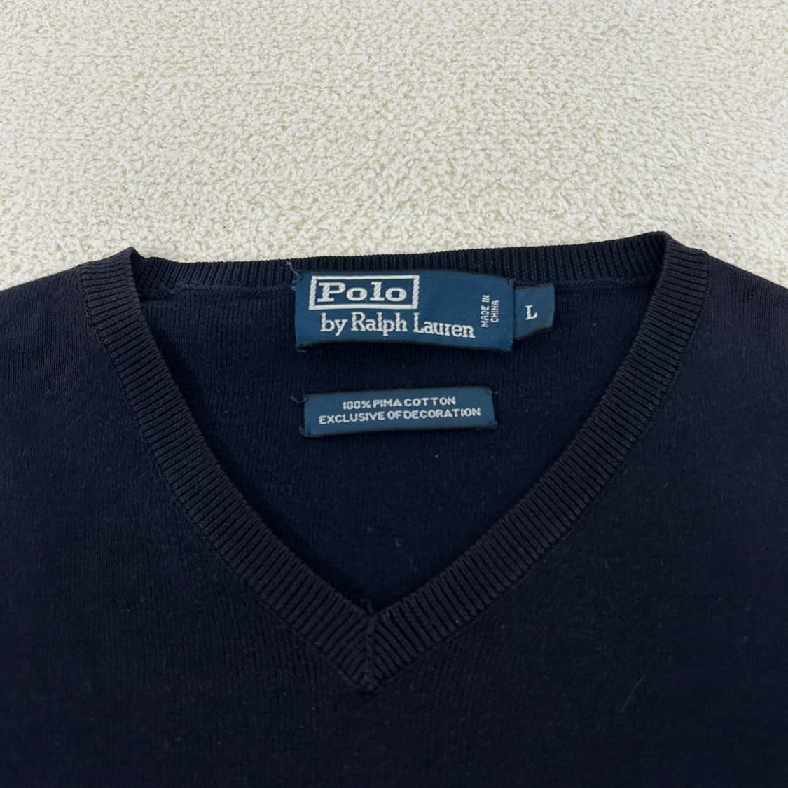  폴로 랄프로렌 포니로고 네이비 피마코튼 브이넥 니트  상품이미지5