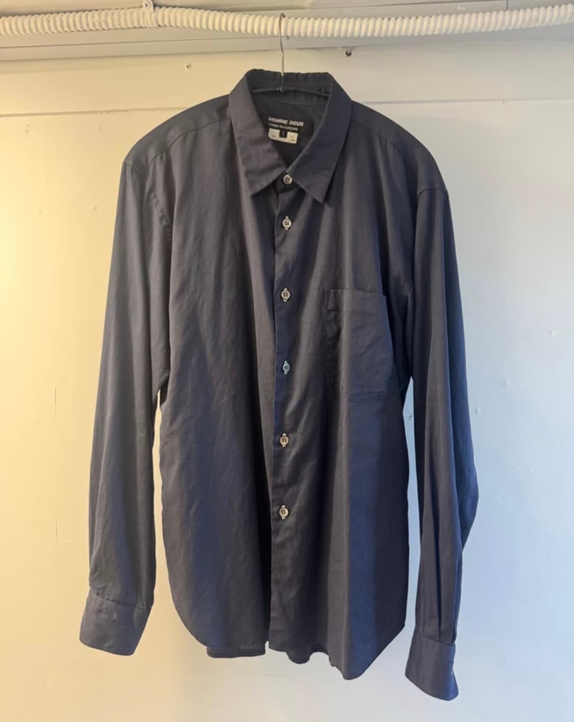 꼼데가르송 옴므 듀스 네이비 새틴 셔츠 s 상품이미지1