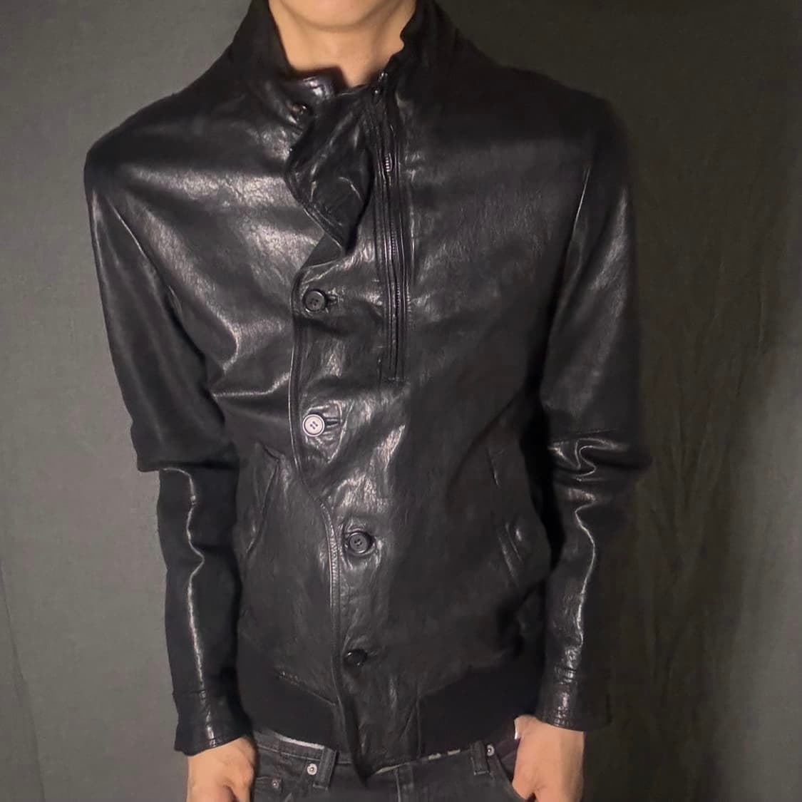 Double neck lamb skin leather jacket  상품이미지3