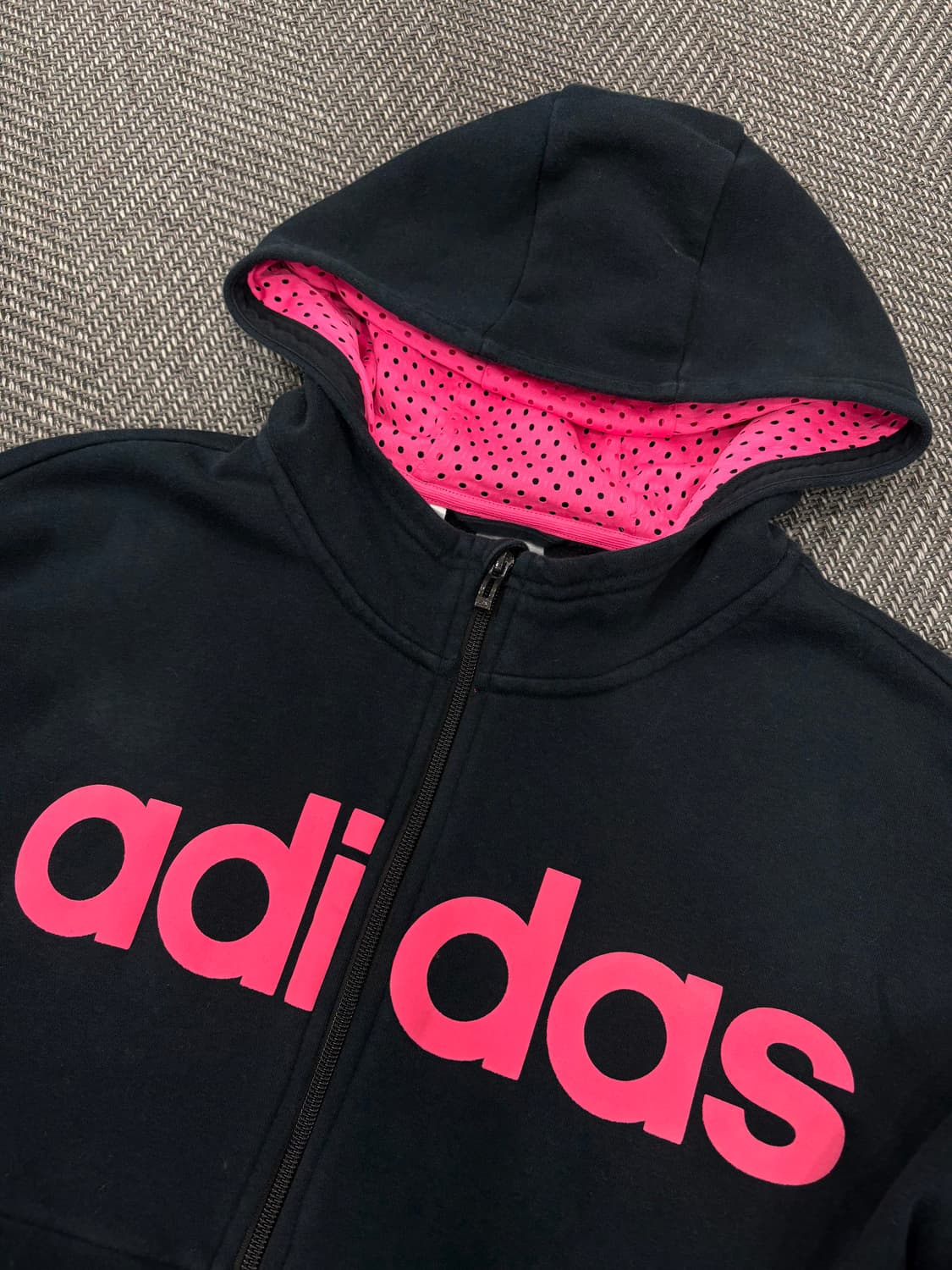 아디다스 레터링 후드집업 블랙핑크 상품이미지2