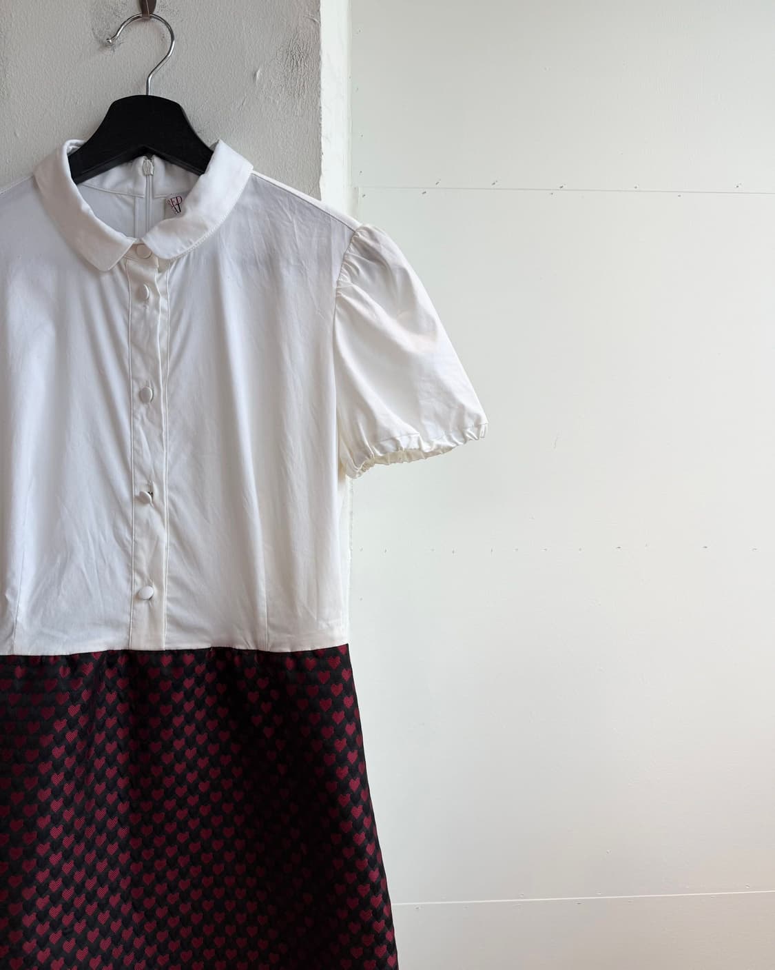 레드 발렌티노 화이트 앤 레드 블랙 하트 자카드 원피스 상품이미지5