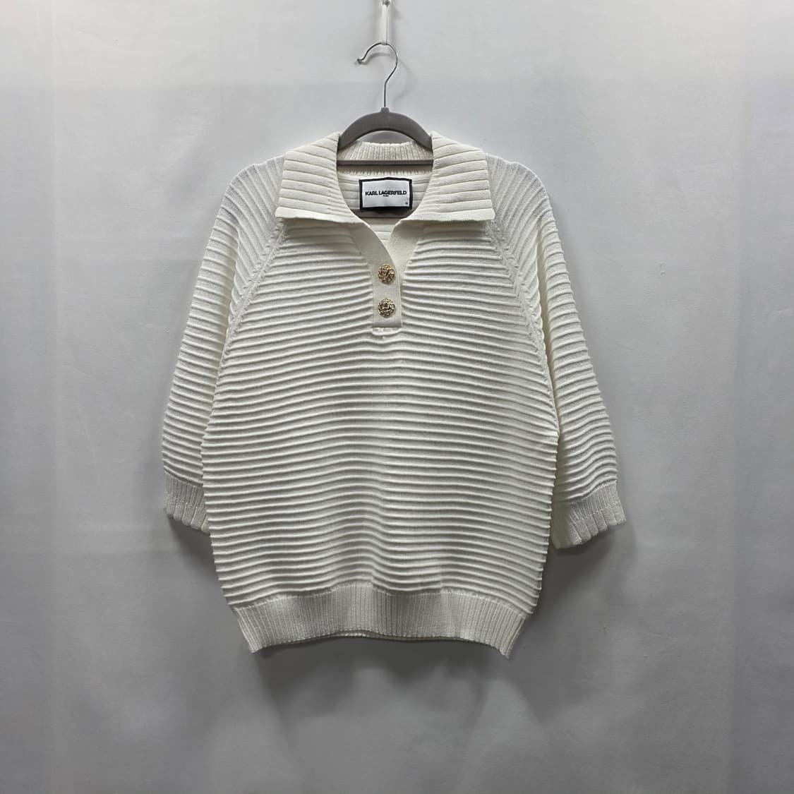 0178 [칼 라거펠트]라비에라 카라 화이트 골지 니트 66 상품이미지1
