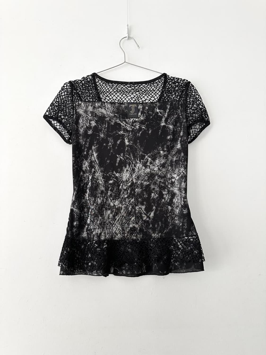 Rose trimming net top / black 상품이미지4