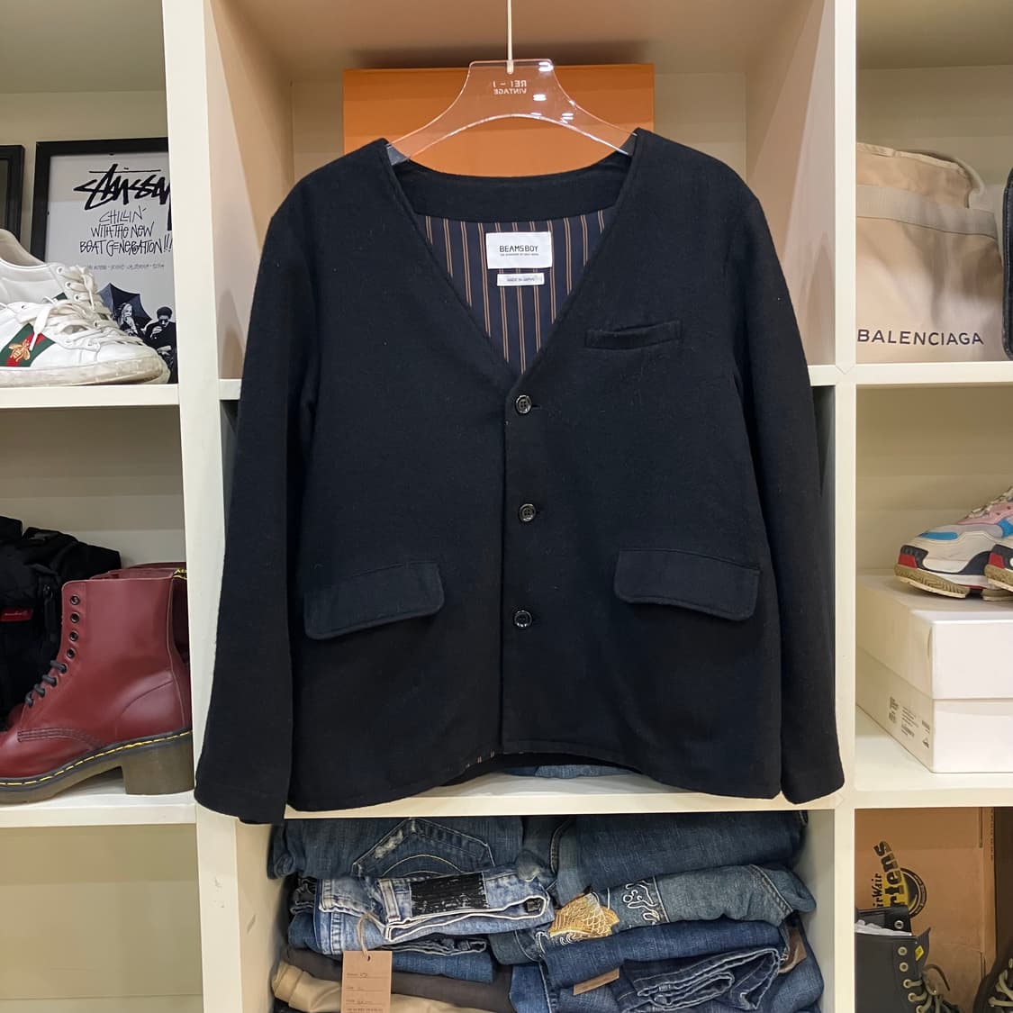 빔즈보이 블랙 울 가디건 상품이미지1