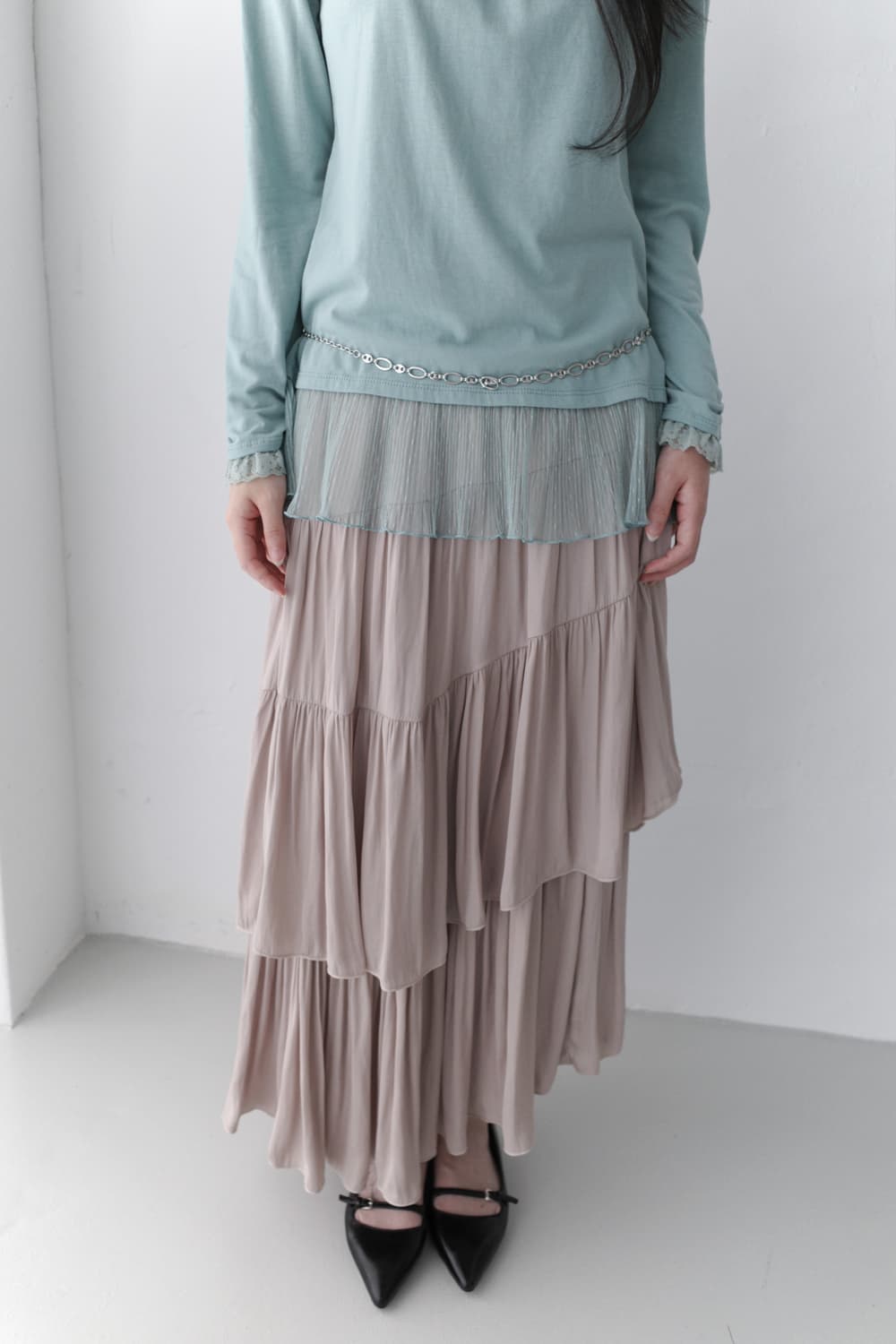 unbalanced shirring skirt  상품이미지6