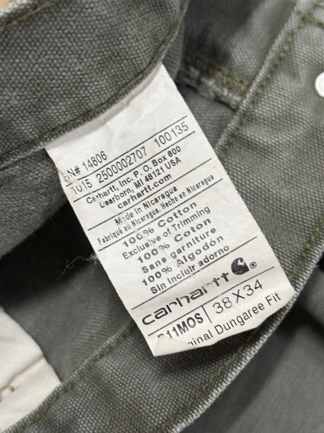 빈티지 칼하트 B11 mos 카펜터 팬츠 faded 상품이미지5