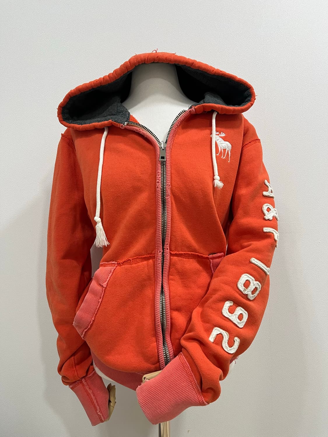 아베크롬비 순록 로고 후드집업 오렌지 상품이미지1