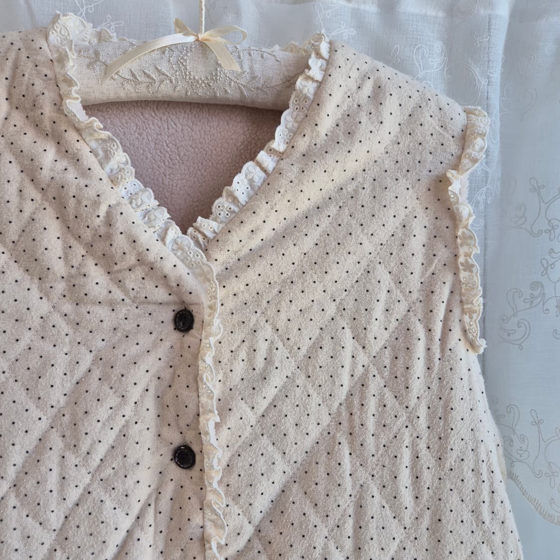 아이보리 도트 양털 베스트 상품이미지2