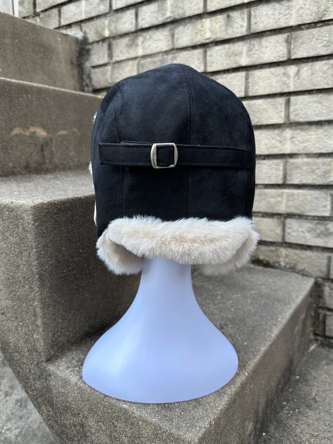 Black suede earflap cap  상품이미지5